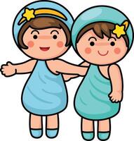 Gemini sign zodiac illustration of the children vector