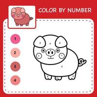 Color by number worksheet for kids learning numbers by coloring vector