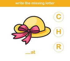 write the missing letter,illustration, vector