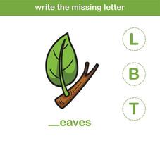 write the missing letter,illustration, vector