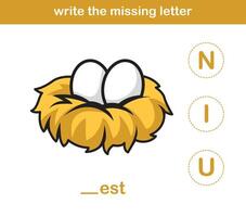 write the missing letter,illustration, vector
