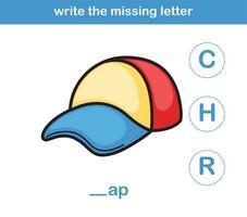 write the missing letter,illustration, vector