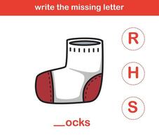 write the missing letter,illustration, vector