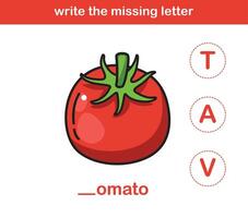 write the missing letter,illustration, vector