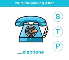 write the missing letter,illustration, vector