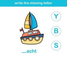 write the missing letter,illustration, vector