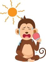 cute cartoon monkey character on white background illustration vector