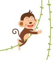 cute cartoon monkey character on white background illustration vector