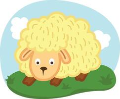 cute cartoon sheep character on white background illustration vector