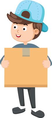 Smiling delivery man holding a package box