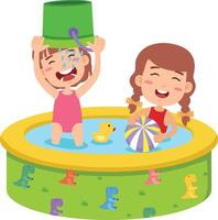 kids playing in inflatable pool vector
