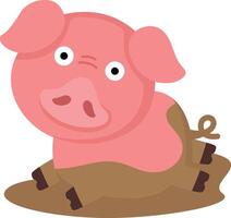 cute cartoon pig character on white background illustration vector