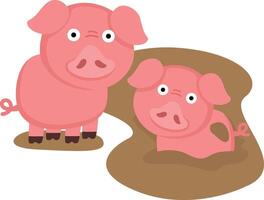 cute cartoon pig character on white background illustration vector