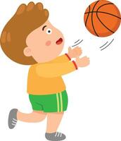 Kid boy playing basketball vector