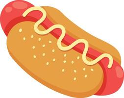 illustration of hot dog with mustard colorful white on background vector