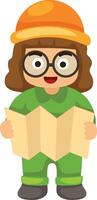Cute kid walking with map on the white background vector