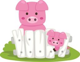 cute cartoon pig character on white background illustration vector