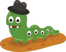 cute cartoon worm character on white background illustration vector