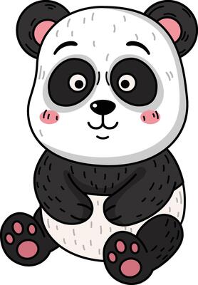 Hand drawn panda character illustration,