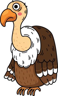 Hand drawn vulture character illustration,