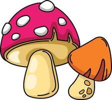 illustration of colorful mushroom outline white on background vector