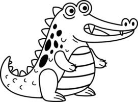 illustration of colorful alligator outline white on background vector