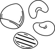 illustration of colorful nut outline white on background vector