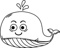 illustration of colorful whale outline white on background vector