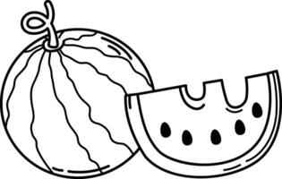 illustration of water melon outline white on background vector