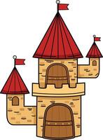 illustration of castle outline white on background vector