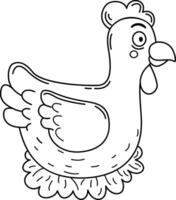 illustration of hen outline white on background vector