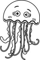 illustration of jellyfish outline white on background vector