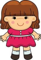 illustration of doll baby girl character outline white on background vector