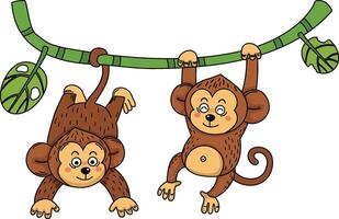 The monkey hangs on a branch isolated illustration vector