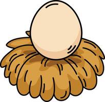 illustration of nest with egg outline white on background vector