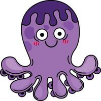 illustration of squid outline character isolated on white background vector