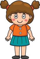 cute little kid girl standing illustration vector