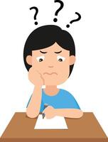 Man thinking with question marks illustration vector