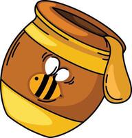 illustration of jar with honey outline white on background vector