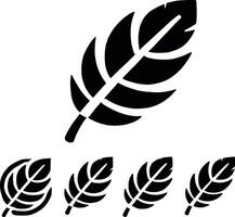 Feather icon set. Collection of black feathe on isolated background. Minimalist illustration. vector