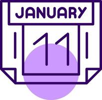 11 January Outline Slip Style Icon vector