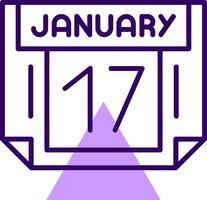 17 January Outline Slip Style Icon vector