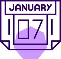 7 January Outline Slip Style Icon vector
