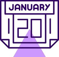 20 January Outline Slip Style Icon vector
