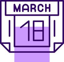 18 March Outline Slip Style Icon vector