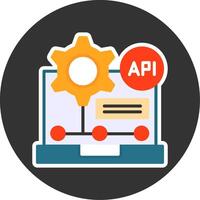 API Flat Grey Circle Style Icon vector