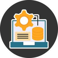 Database Flat Grey Circle Style Icon vector