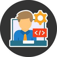 Programmer Flat Grey Circle Style Icon vector