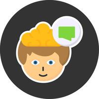 Inner Dialogue Flat Grey Circle Style Icon vector