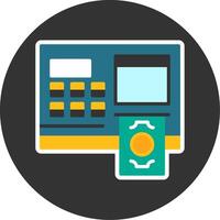 ATM Flat Grey Circle Style Icon vector